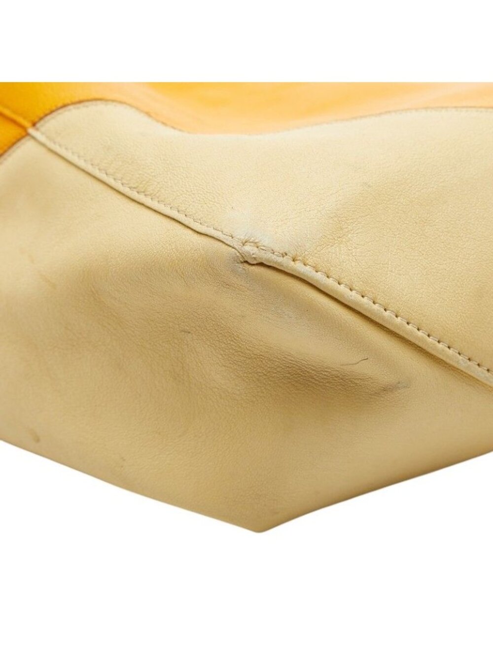 Celine Horizontal Cabas Shoulder Bag Tote Yellow Beige Leather - Picture 4 of 10